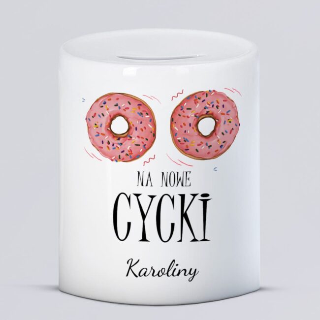 Smieszna skarbonka na nowe cycki