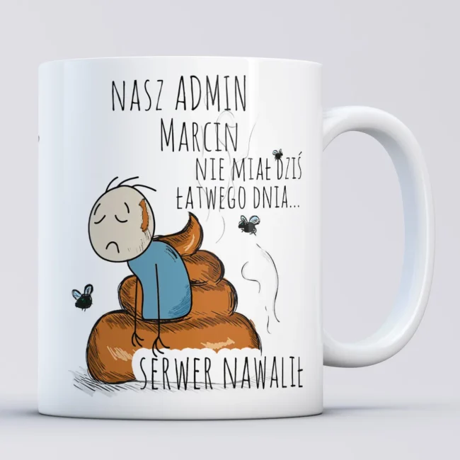 Śmieszny kubek dla administratora programisty