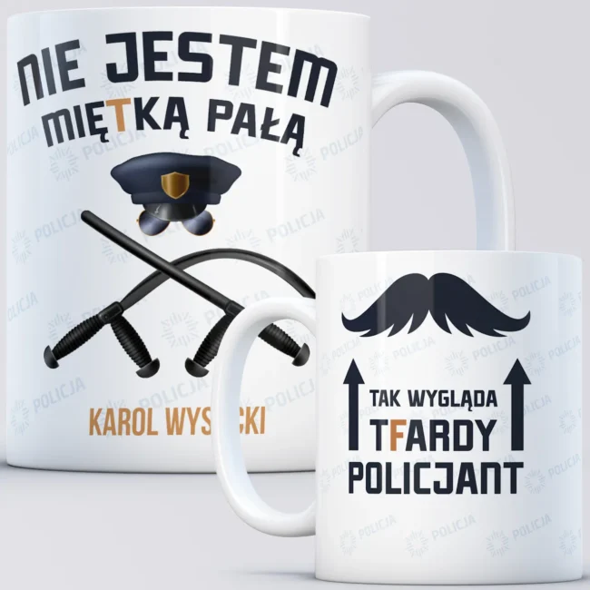 Śmieszny kubek dla policjanta MIĘKKA PAŁA
