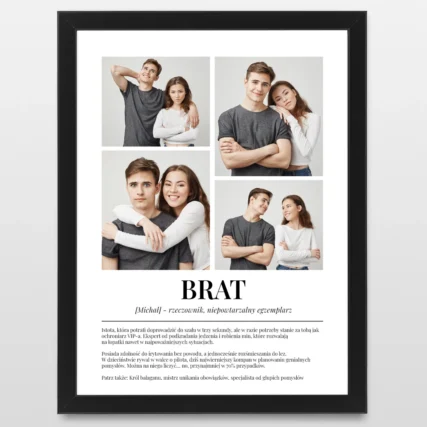 Śmieszny plakat dla brata ze zdjęciami w ramce