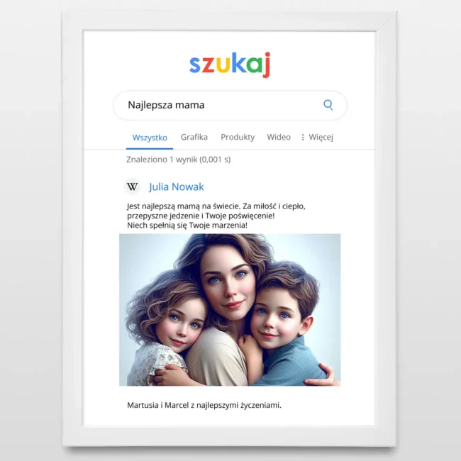 Smieszny plakat ze zdjeciem z okazji Dnia Mamy