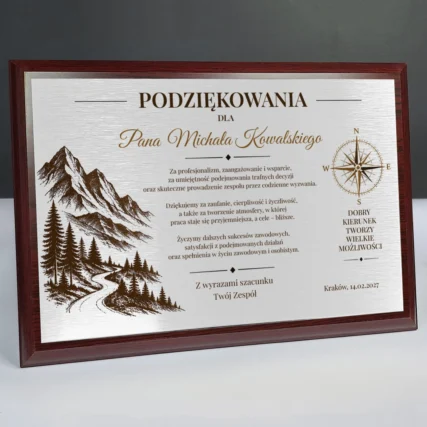 Tabliczka Podziękowanie dla kierownika od zespołu