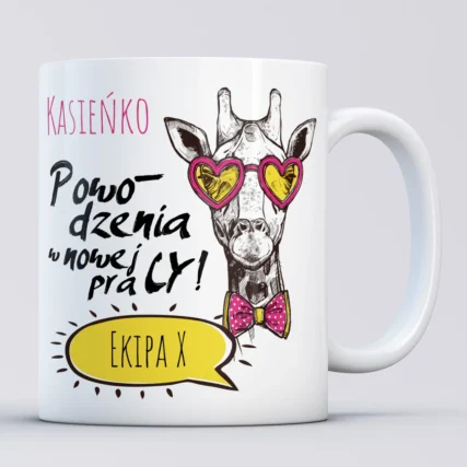 Zabawny personalizowany kubek prezent z okazji nowej pracy