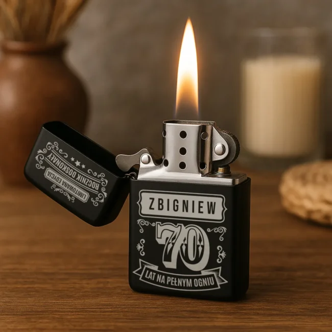 Zapalniczka z grawerem na 70 urodziny