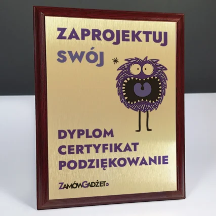 Zaprojektuj swoj Dyplom Podziekowanie A5 pion zloty