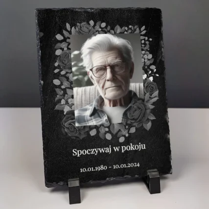 Zdjęcie nagrobkowe na kamieniu na Święto Zmarłych