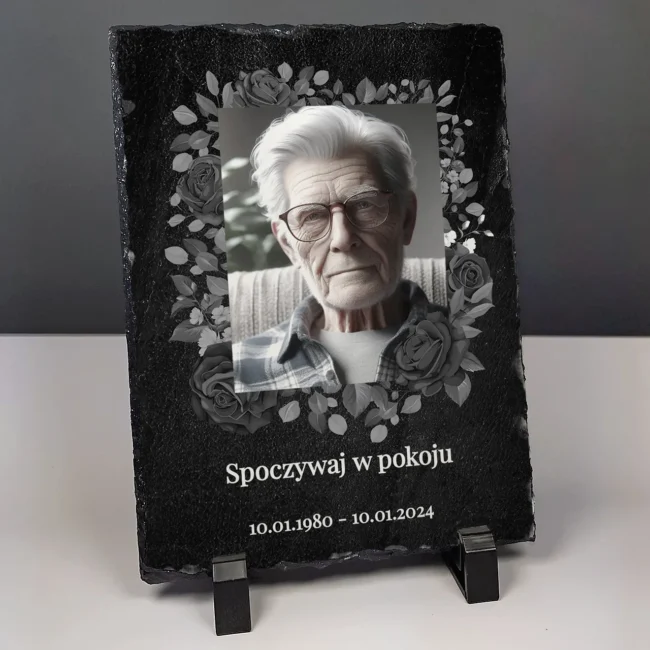 Zdjecie nagrobkowe na kamieniu na Swieto Zmarlych